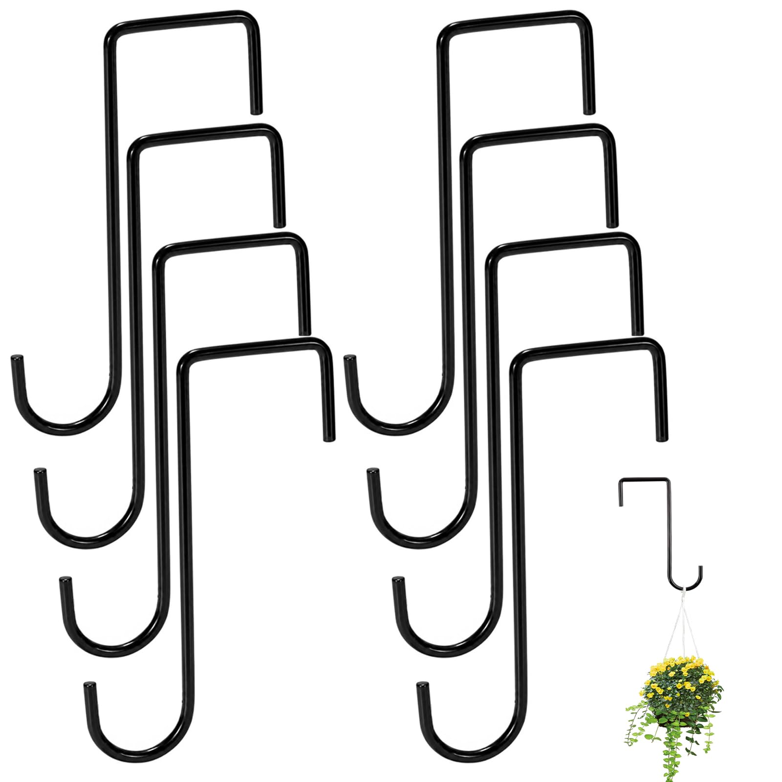 Mirthware 8PCS Garden Fence Hooks, Heavy Duty Hanging Brackets, 8inch Plant Hooks & Hangers Over Door Hook Garden Hanging Brackets Hooks for Indoor Outdoor Plant Bird Feeders Fences