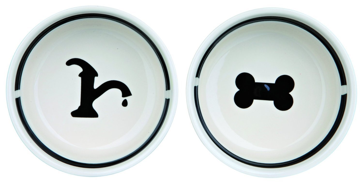 Trixie Eat on Feet Two Ceramic Dog Bowl Set, 0.25 Litre