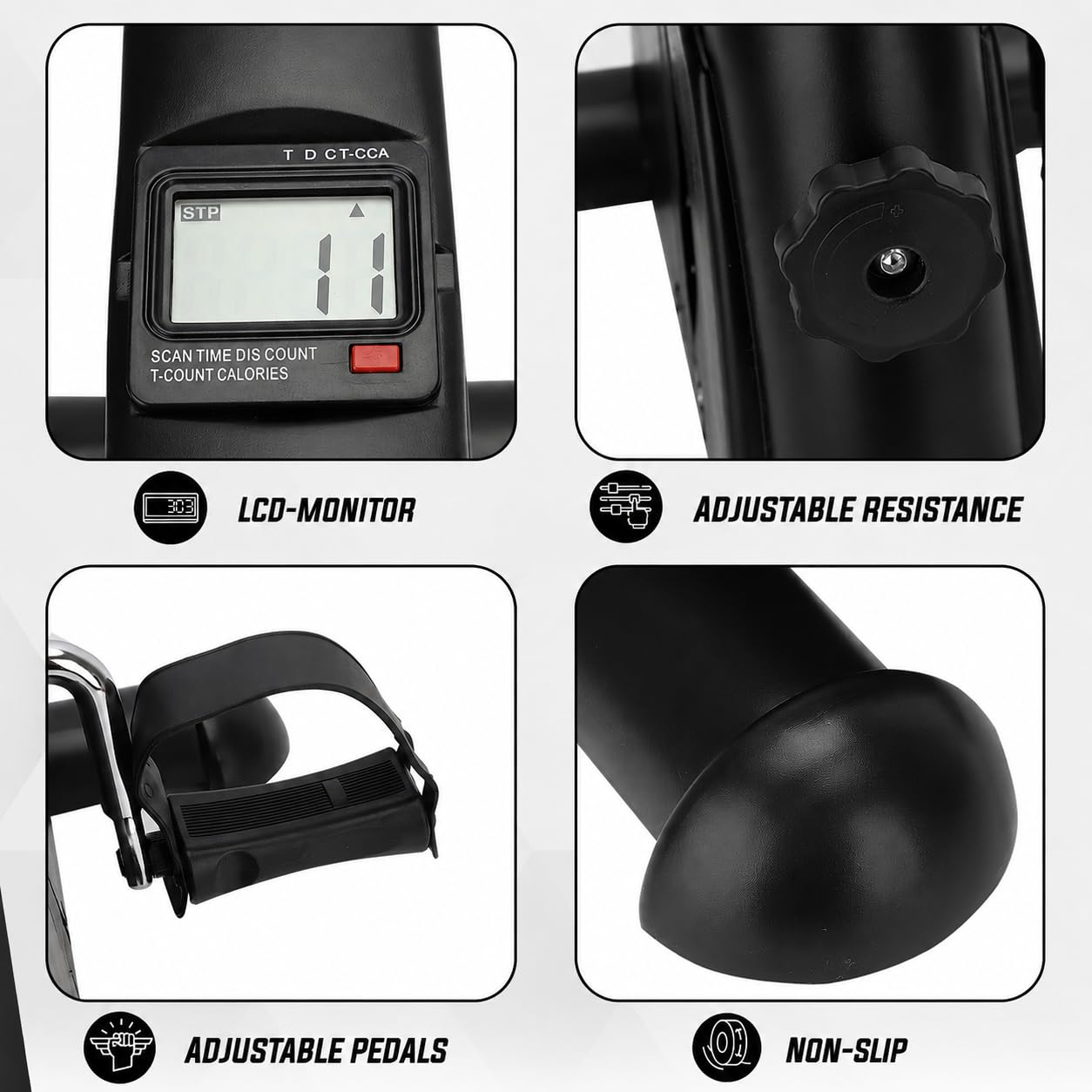 Bicicletta da Ufficio - Bicicletta da Seduta - Cyclette per Allenamento a Casa - Cyclette per Mobilità - Display LCD - Bicicletta Fitness - Nero