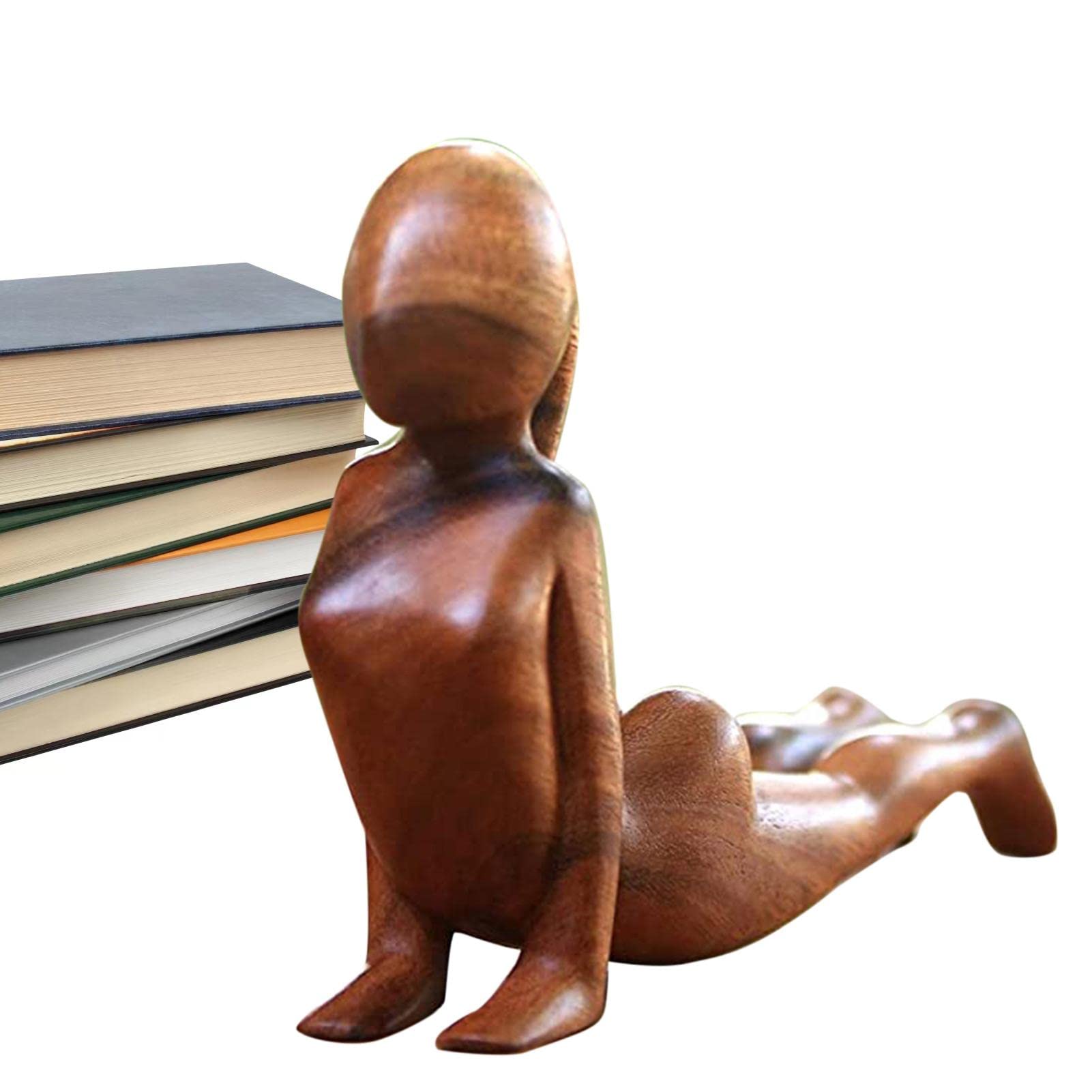 Gimocool C: Style 6 Yoga Statues Figurines,Natural Wood Yoga Pose Meditation Sculpture | Hand Carved Yoga Statues Ornament For Desktop Bookshelf Living Room Decor