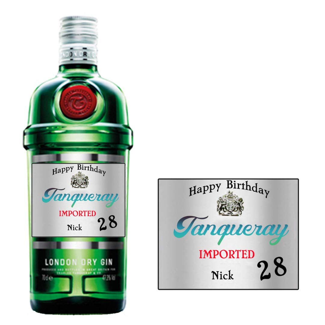 Personalised Tanqueray Gin Bottle Label for Birthday Christmas Xmas Any Occasion