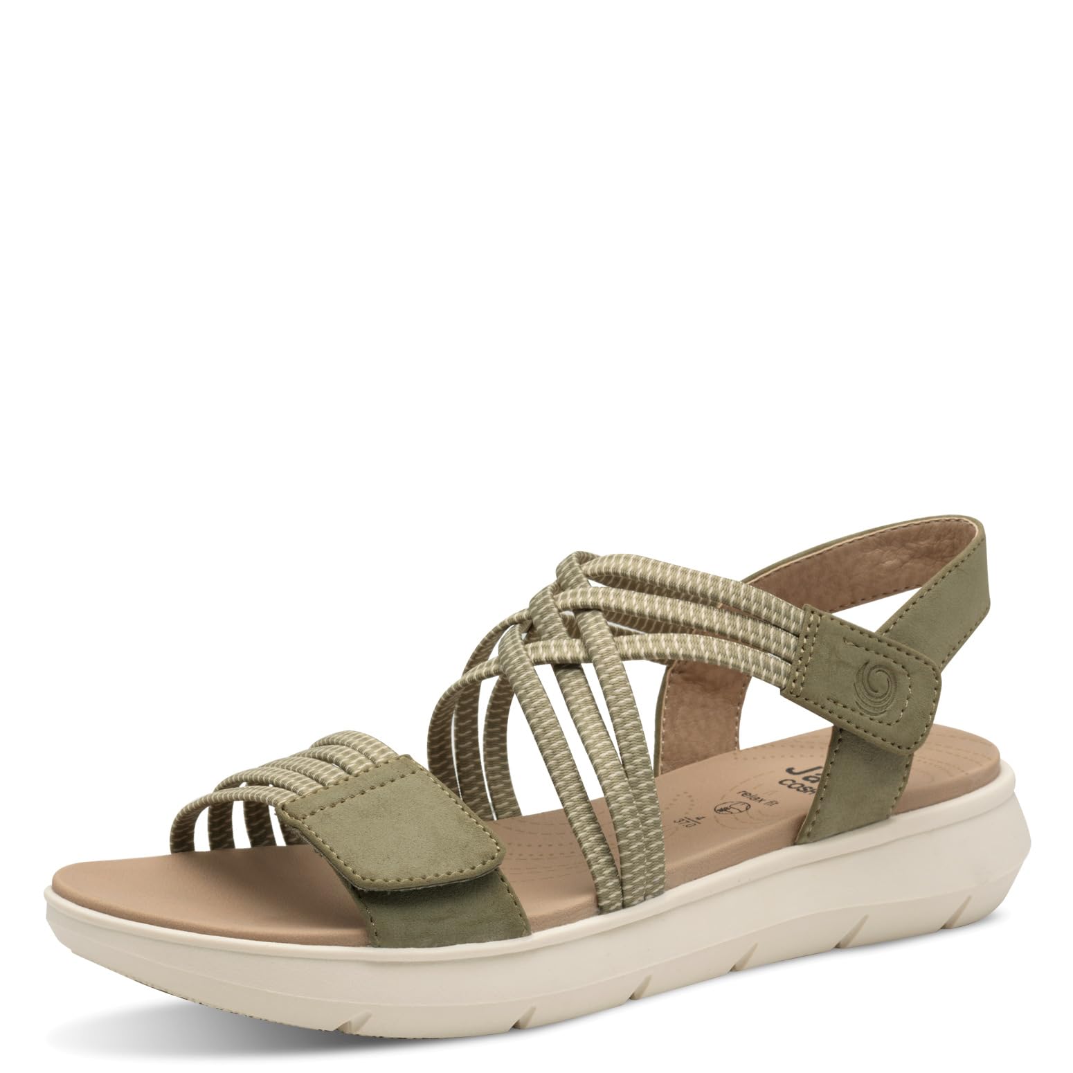 Jana Coshy Women’s Flat Sandals with Velcro Vegan, Sage, 7,5 UK