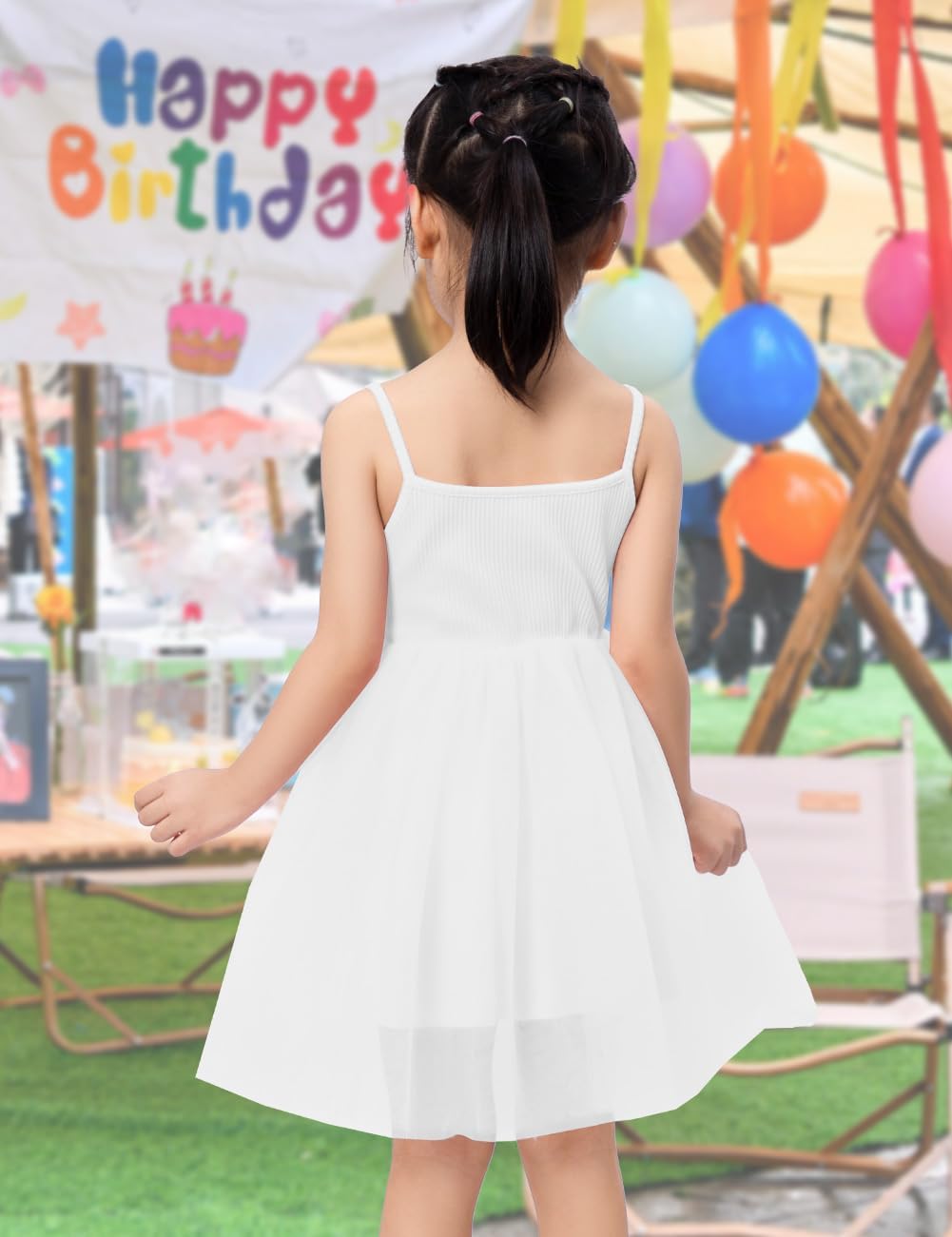 Toddler Tutu Dress Little Girl Sleeveless Summer Knit Outfit Tulle Flower Princess Birthday Party Dresses - Image 4