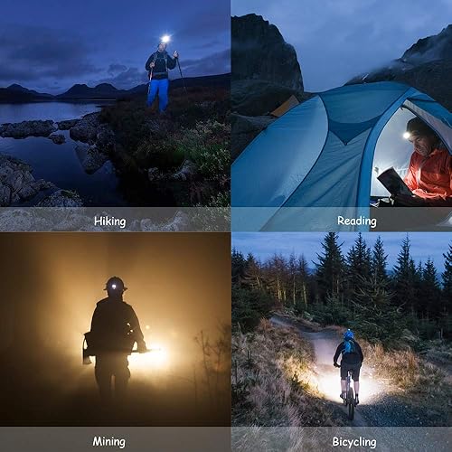 Miniatura 6 de Paquete de 4 faros LED de 5 W súper brillantes de un solo modo, faros delanteros impermeables y ligeros para adultos y niños, correr y acampar