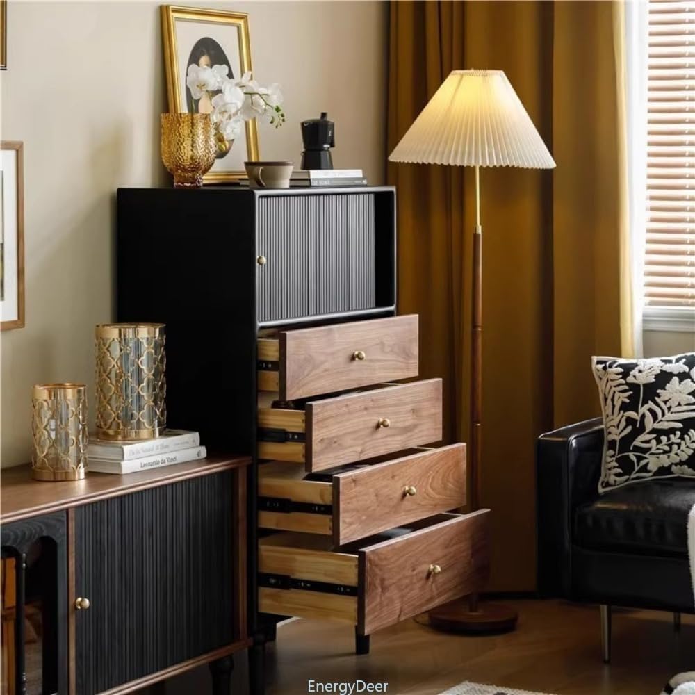 天然木 アンティーク風4段チェスト