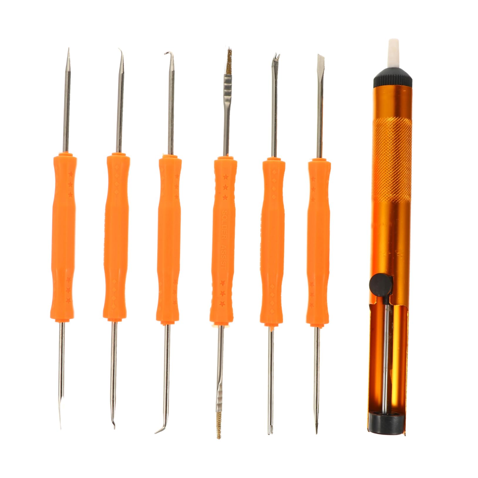 MUCKLILY 1set Welding Soldering Desoldering Wick Solder Kit Soldering Tools Solder Auxiliary Tool Desoldering Tool Solder Sucker Desoldering Pump Desoldering Vacuum Pump Aluminum Orange 6pcs