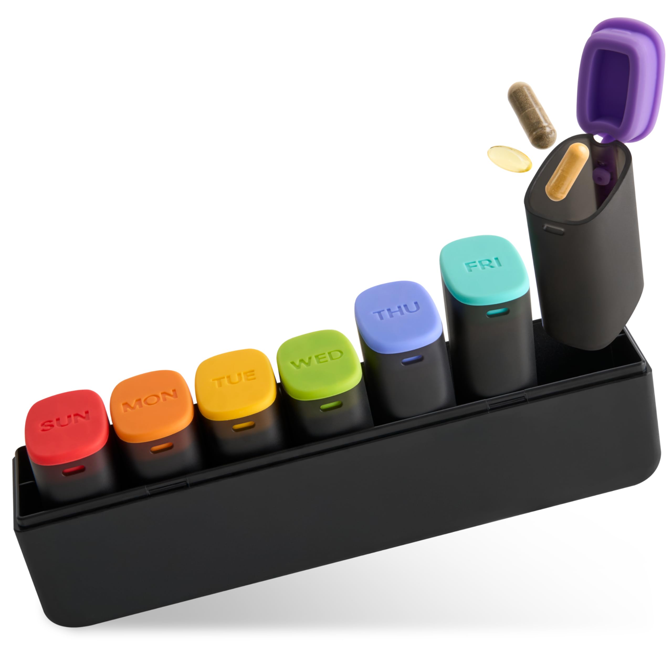 Weekly Pill Organizer 1 Time a Day - 7 Day Travel Pill Case with Detachable Daily Compartments Secure