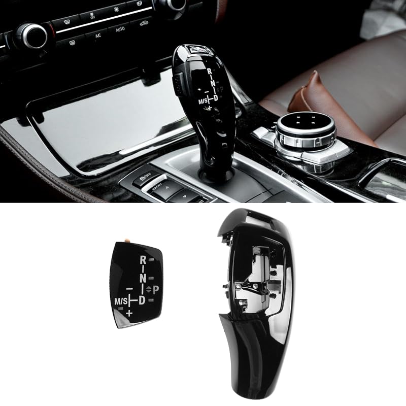 Jaronx Capa de Acabamento para Manopla de Câmbio BMW Série 1, 2, 3, 4, 5, 7, X3 e X4, Preto Brilhante, Conjunto com 2 peças
