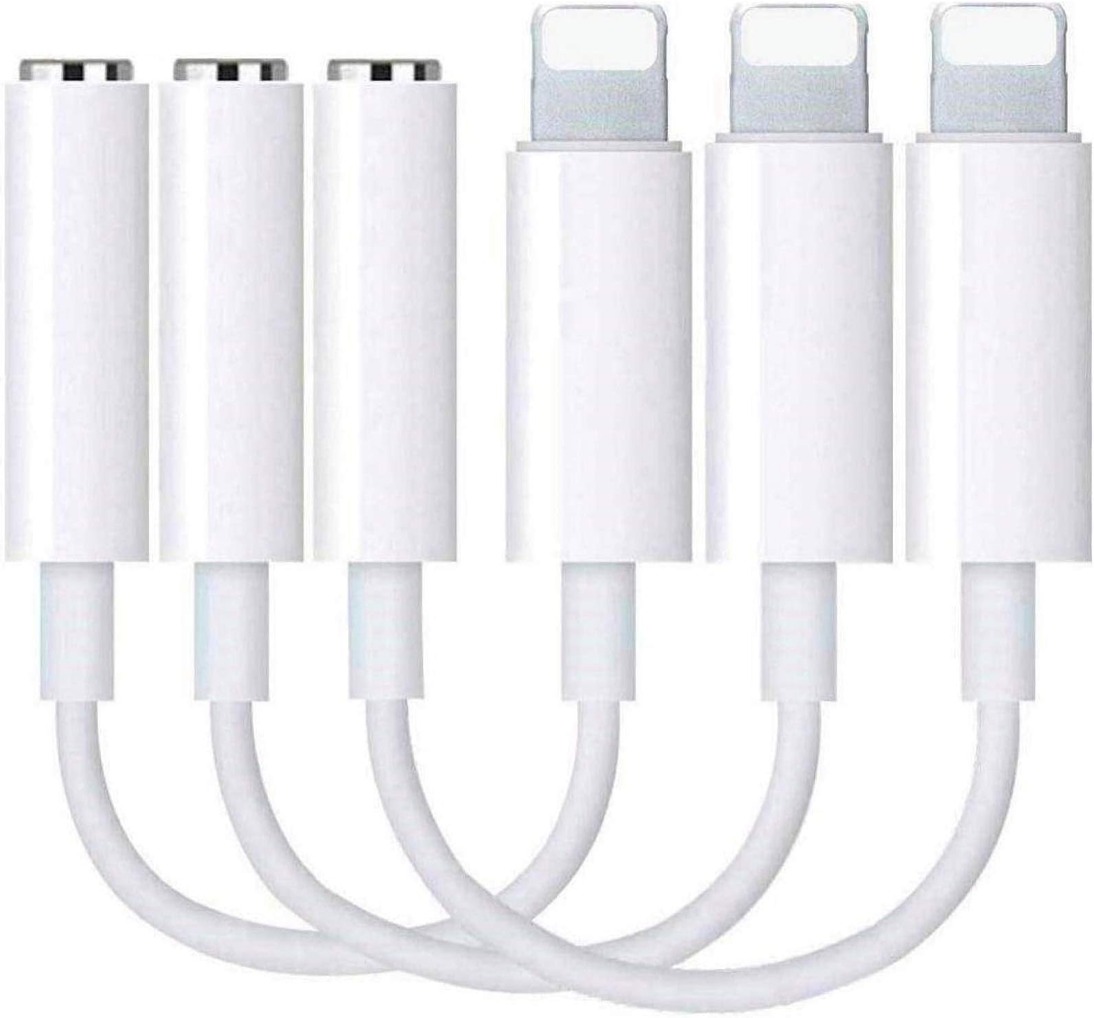 3 Pack Lightning to 3.5 mm Headphone Jack Adapter, Apple MFi Certified iPhone Audio Dongle Cable Earphones Headphones Converter Compatible with iPhone 12/12 Pro/11/11 Pro/X/XR/XS/XS Max/8/7