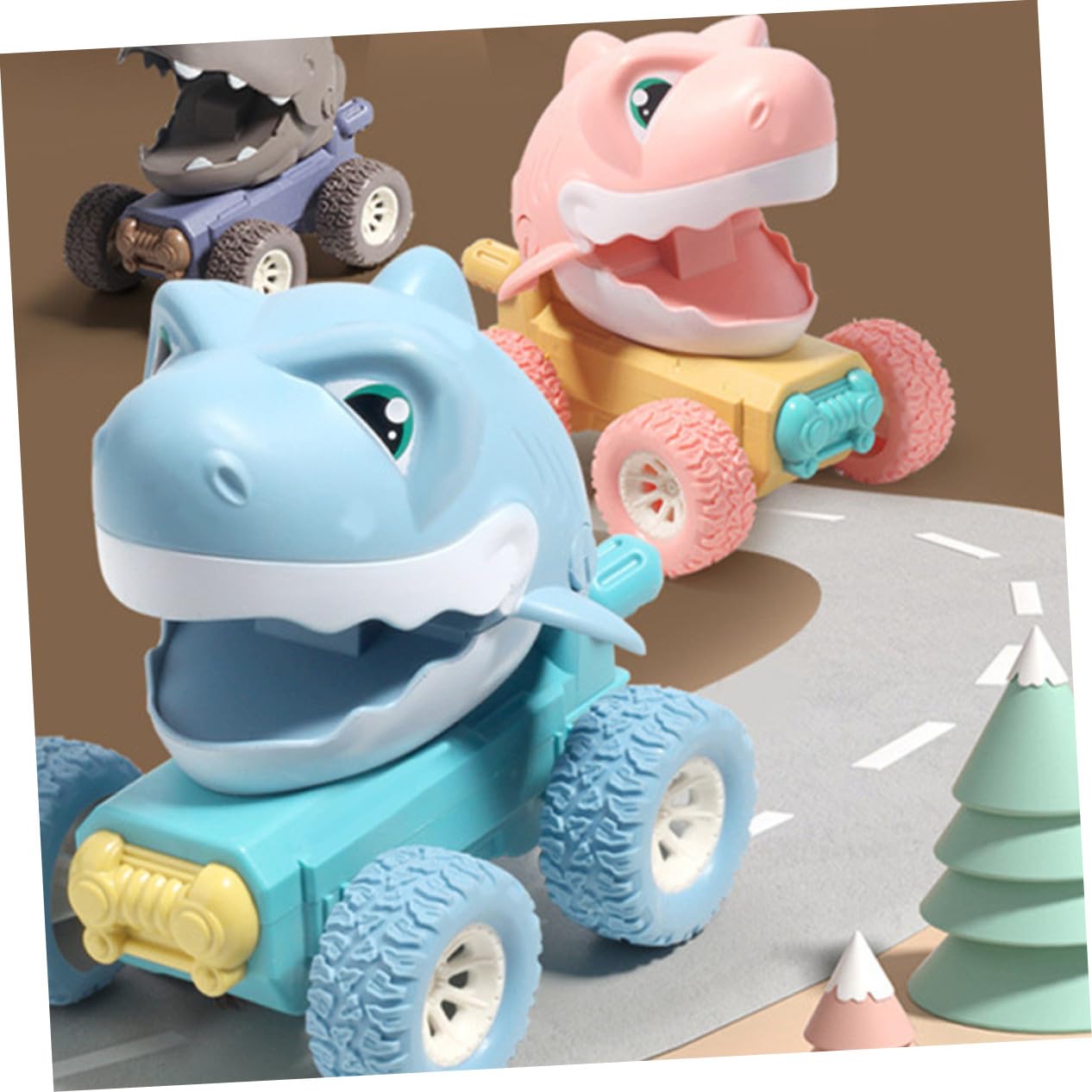 NOLITOY 4piezas Modelo de Vehículo Todoterreno de Dinosaurio para Juguete de Coche de Dinosaurio Efecto de Inercia Adecuado para Coleccionar y Jugar Casa