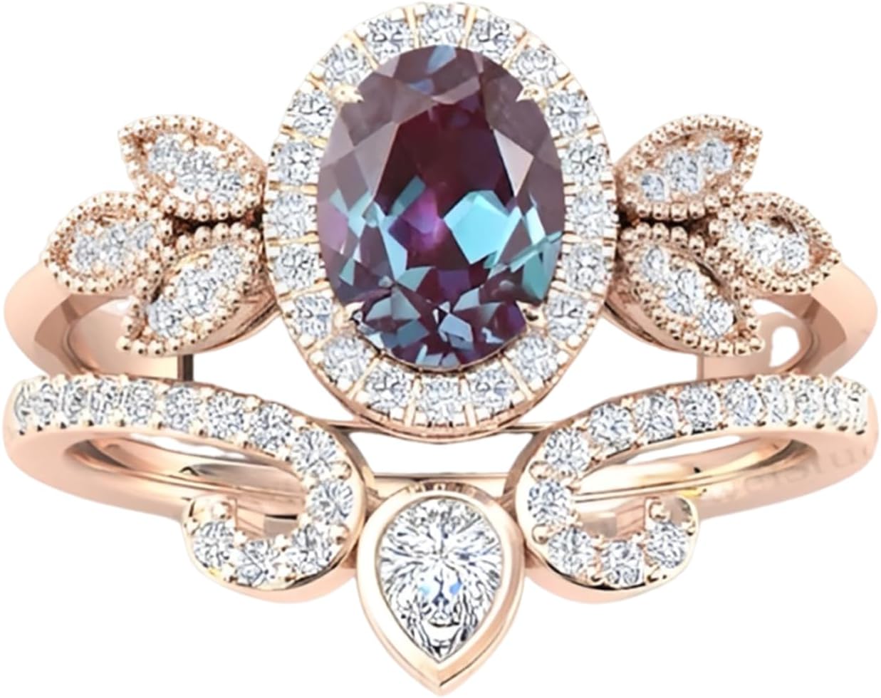 10K 14K 18K Solid Gold 2CT Gemstone Ring Sets for Women Birthstone Engagement Promise Rings Anniversary Ideal Jewerly Gifts for Mother Wife Her