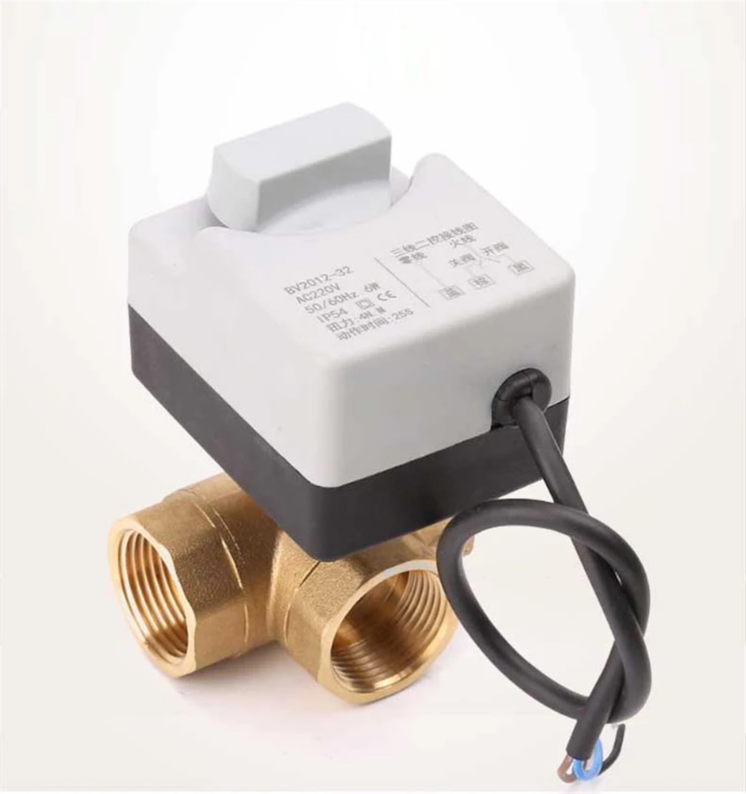 DN15 DN20 DN25 DN40 3-drożny zmotoryzowany zawór kulowy 220 V 12 V 24 V 3-przewodowy 2-żyłowy mosiężny elektryczny z przełącznikiem ręcznym (12 V DC, DN25)