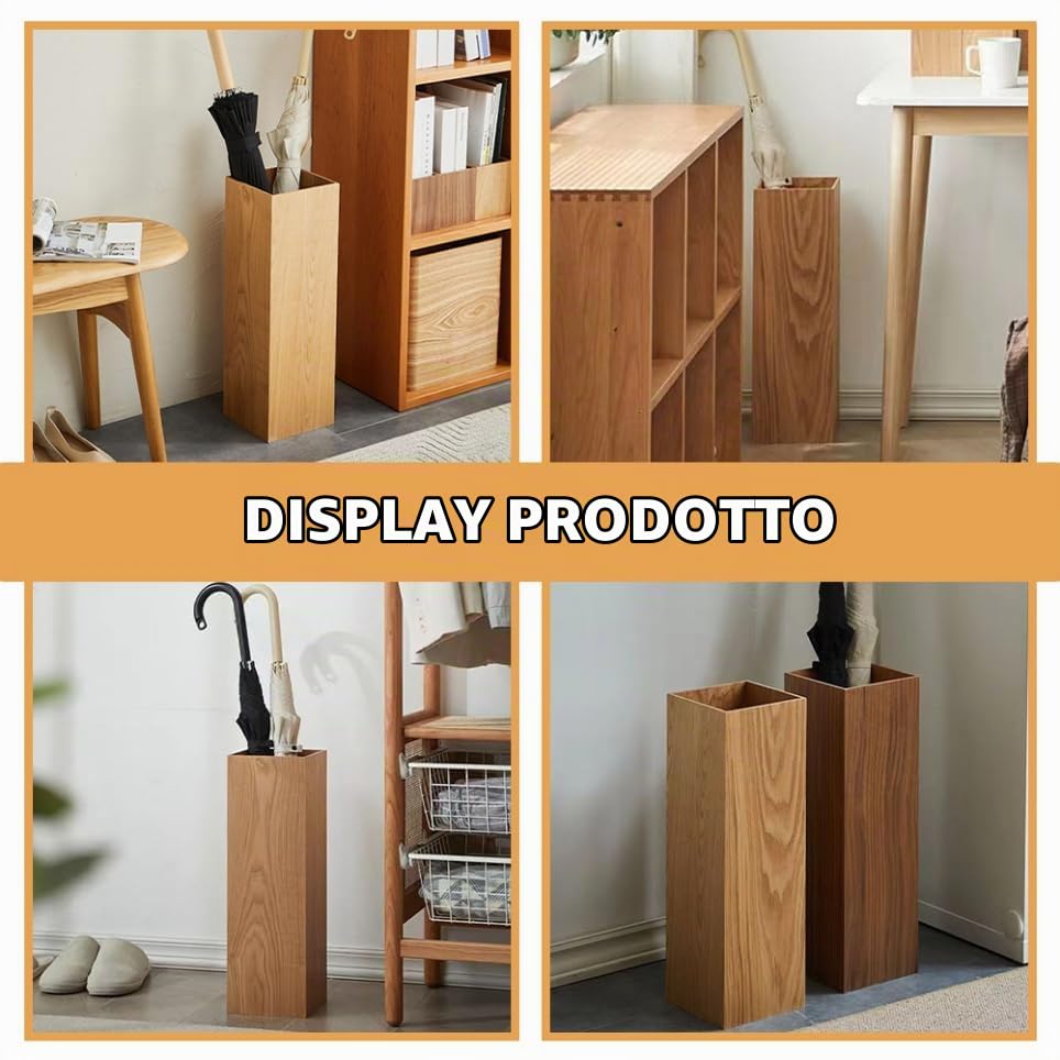 MAGICLULU Portaombrelli in Legno Khaki Per Interni Ed Esterni Cestino Organizer Per Ombrelli Stile Retro Per Casa E Giardino