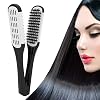 HURRISE Hair Straightening Comb, Professional V Shaped Comb, Double Sided Straightening Brush, Bristles Hairdressing Tool
