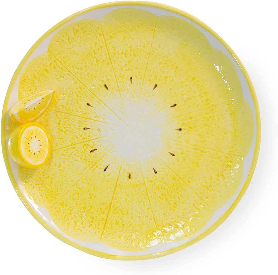 Boston International Round Ceramic Serving Platter, 12-Inches, Lemon Drop