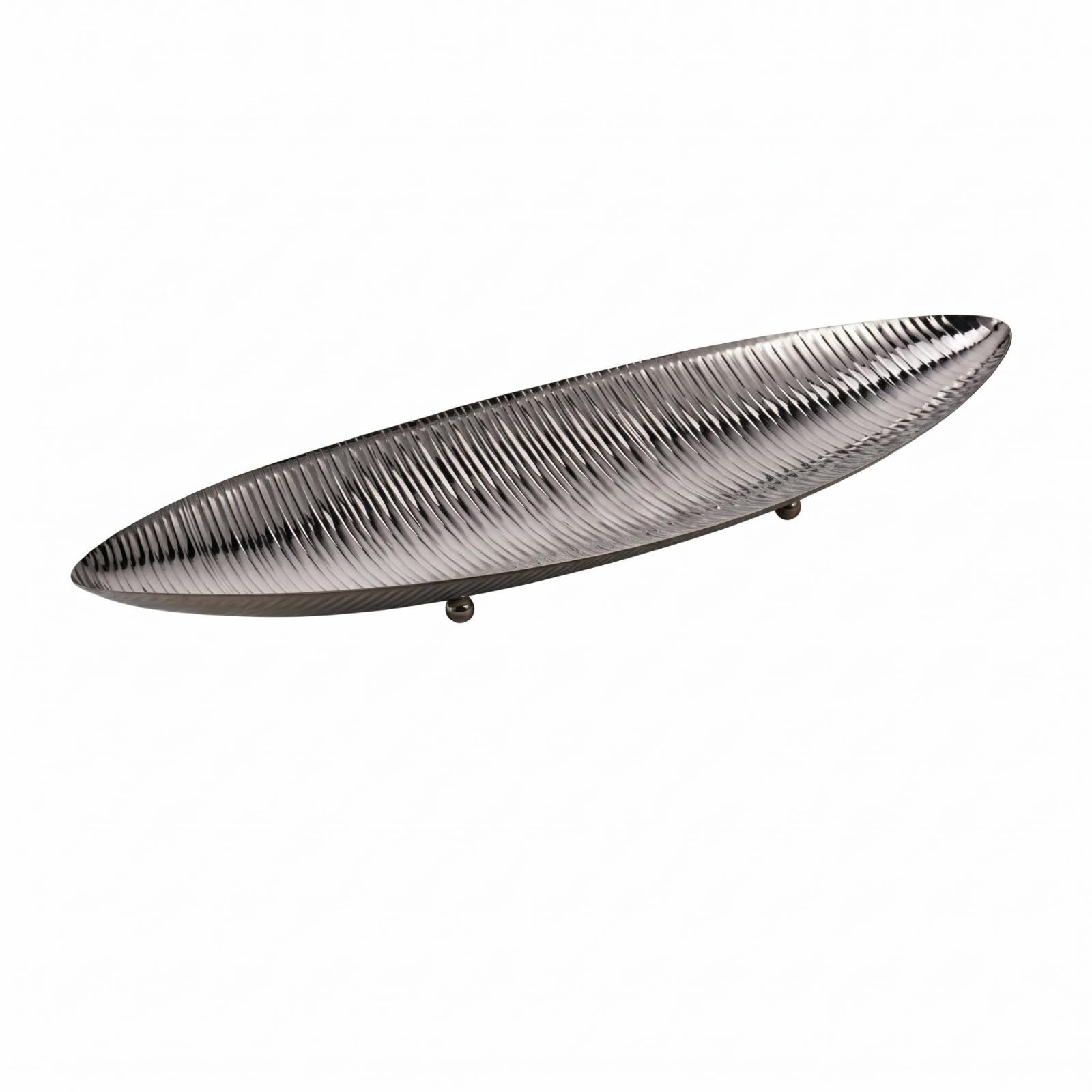 Platten Servierschale Edelstahl Platte Tablett Sashimi Platte mit Gehämmerter Struktur Und Edler Optik Nahtlos aus Einem Stück für Restaurant KTV Service, Silber, 575X195X55MM