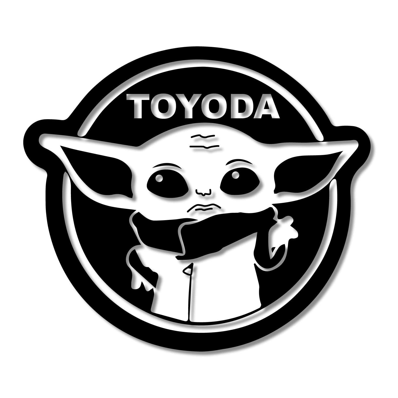 Road Rage Premium Vehicle Decals – Toyoda Sticker 2 Pack Car, Truck, Computer, Wall, Any Clean Smooth Surface Permanent Outdoor Vinyl Perfect for Bumper Stickers (Black, 1)