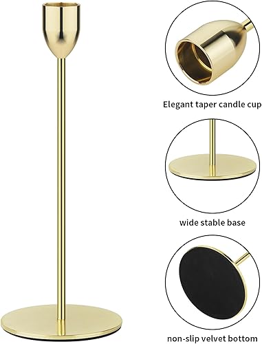 Miniatura 3 de Ohtomber Portavelas Cónico Dorado - 6 PIEZAS Portavelas, Candelabros Centro de Mesa Decoración de Mesa de Boda, Compatible con Velas Cónicas Gruesas