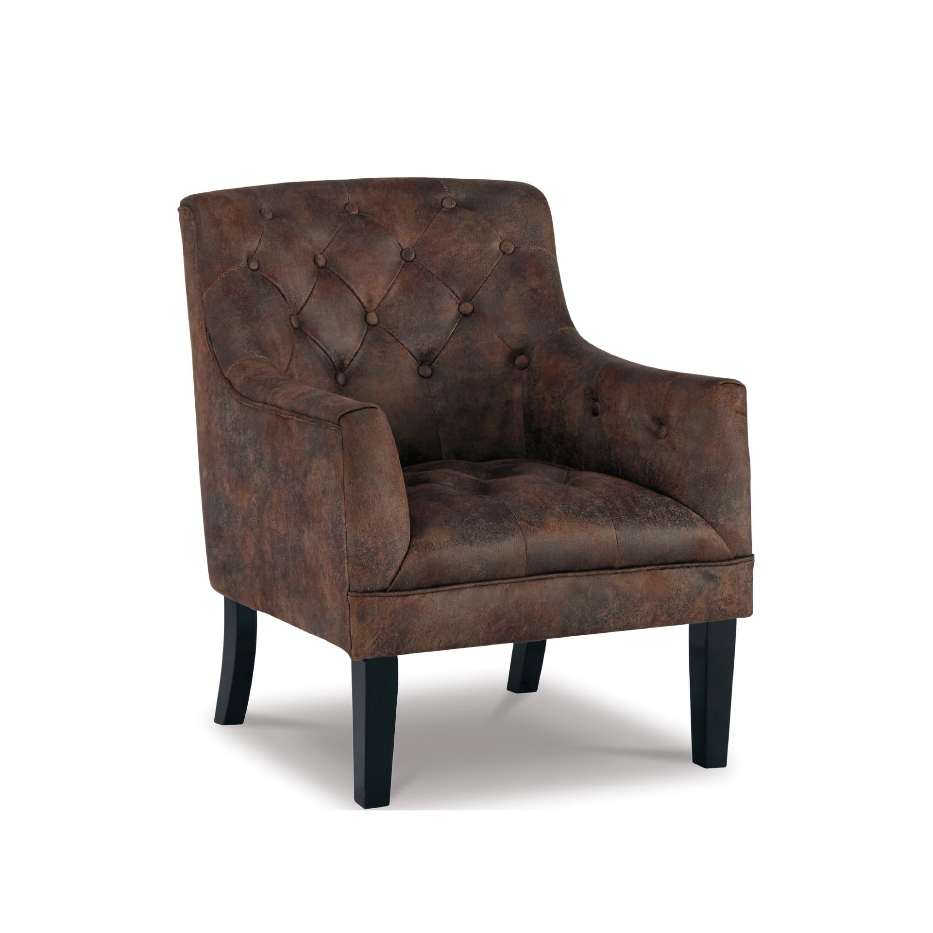 Signature Design by Ashley Drakelle Faux Leather Distressed Tufted Accent Chair, Brown
