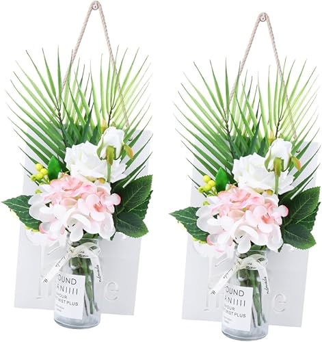 ARTIBETTER Flor falsa 2 juegos de adornos colgantes nacarados flores artificiales decoraciones fondo de pared decorativo flor falsa
