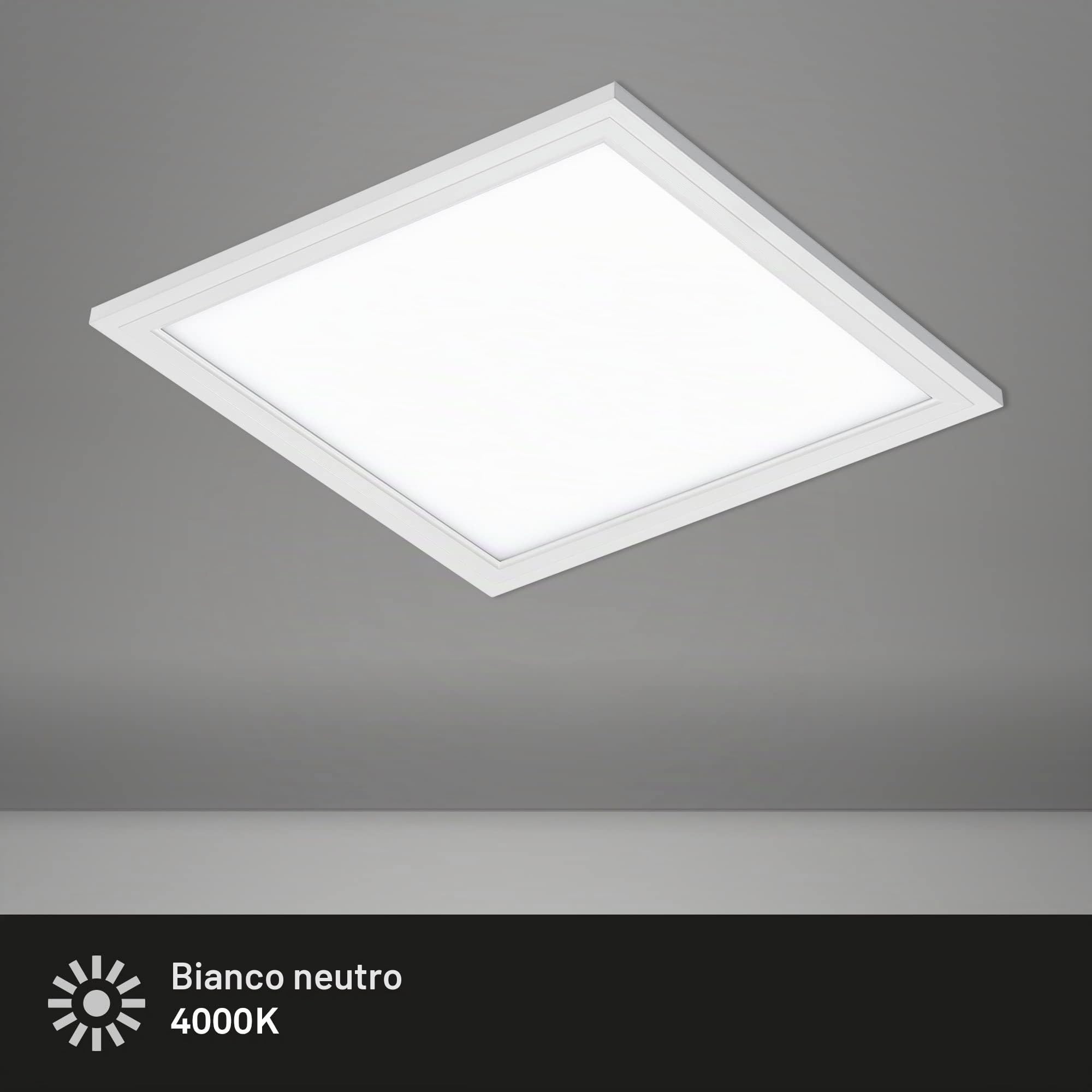 BRILONER - Plafoniera LED ultrapiatta, 30x30x6 cm, colore luce bianca neutra, 12 watt, 1300 lumen, lampada LED, plafoniera LED, lampada da soggiorno, pannello LED, lampada da cucina, bianco