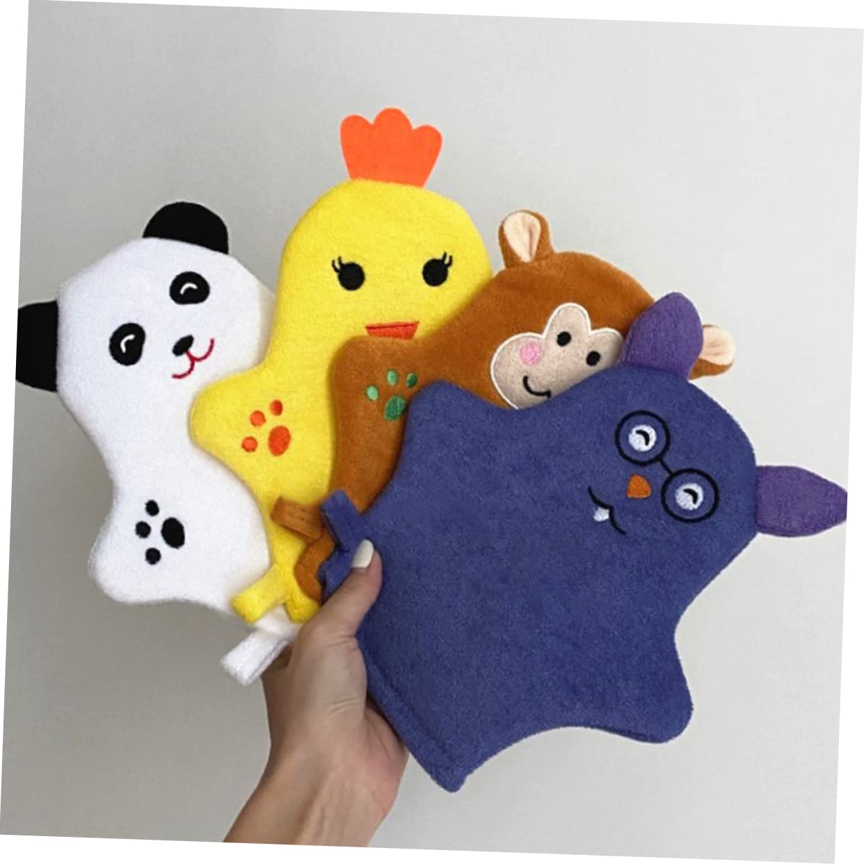 COLLBATH Juego De 3 Guantes De Baño Con Dibujos Animados Para Niños Con Forma De Animales Suaves Y Exfoliantes 4 Unidades X 3