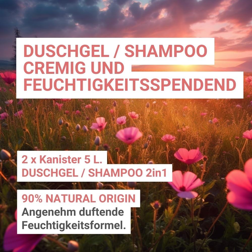 Duschgel & Shampoo ROSE PETALS | 2 Kanister x5L | Hotel, B&B, Landhaus, Gym