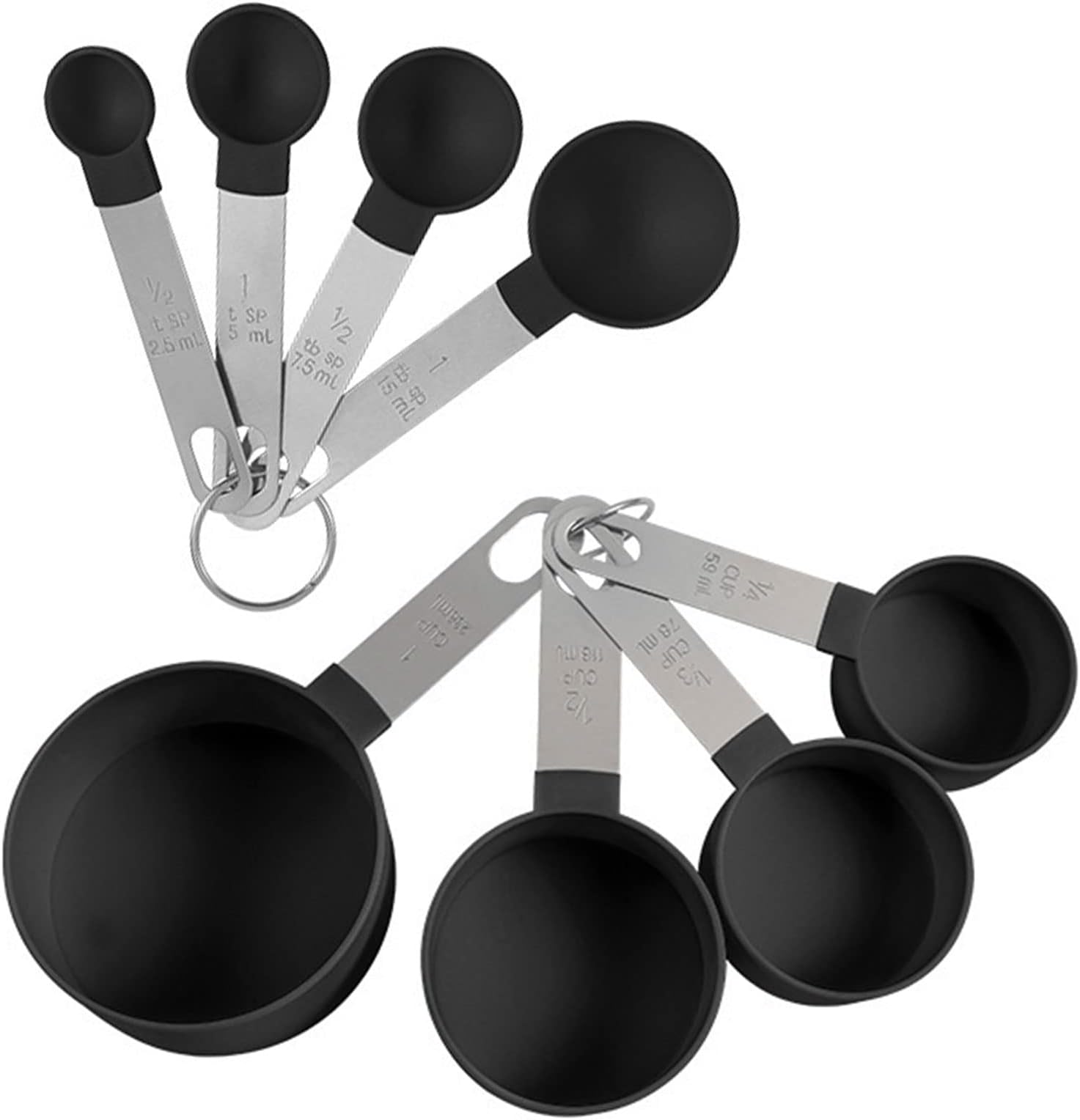 CHENGZI 10-teiliges Messbecher-Set Schwarz - Für Backen & Kochen