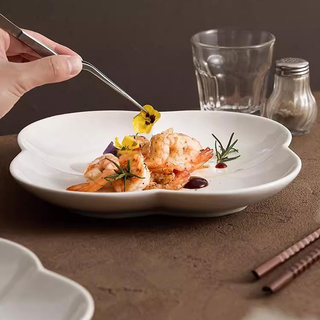 CNBYDK ディナープレート 白磁 花型 ディナープレート ホームサラダ