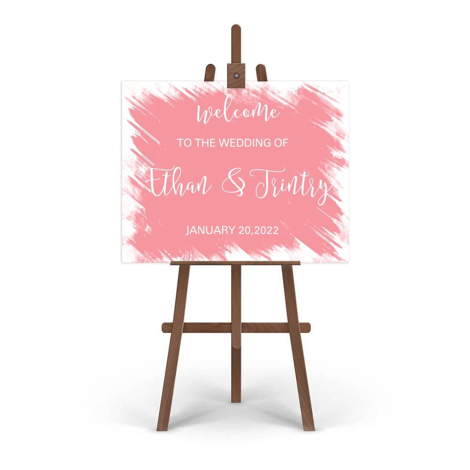 Edytowalny minimalistyczny znak ślubny personalizowany artykuły pa ślubne spersonalizowane imię dla panny młodej i pana młodego świeżo małżeństwa prezent na parapetówkę 50 x 76 cm