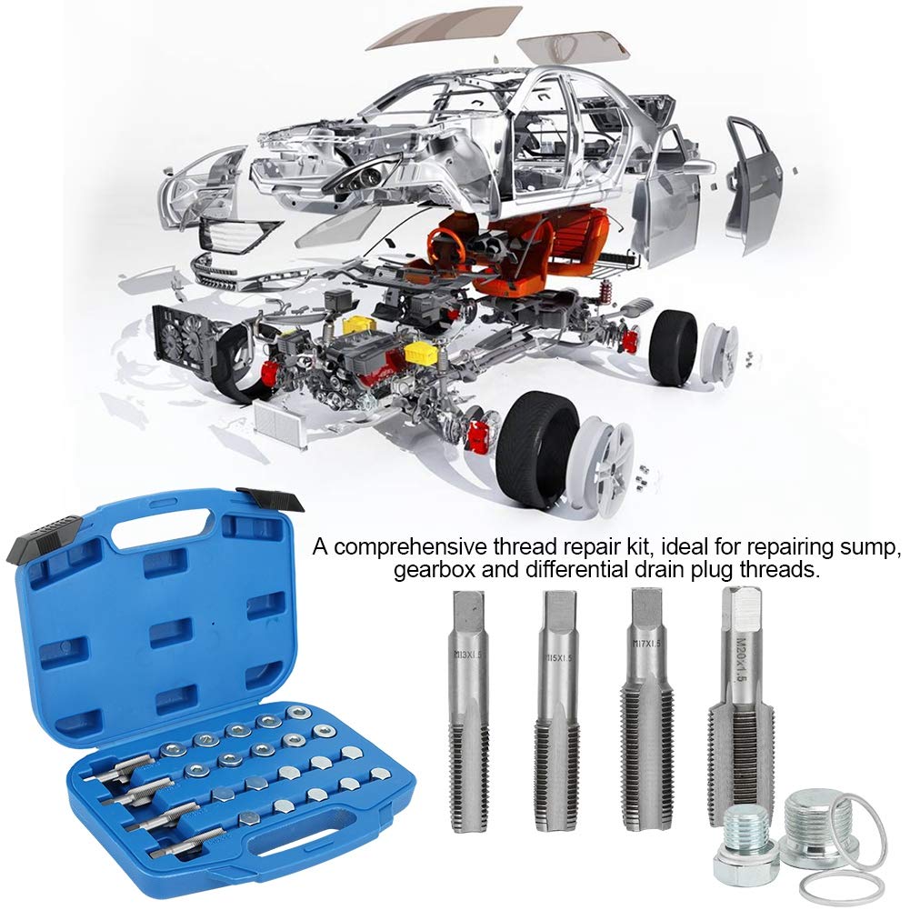 64 Pezzi Kit di Riparazione della Filettatura della Coppa dell'Olio, Coppa dell'olio in Alluminio Riparazione Filettatura della Coppa dell'olio Tappo di Scarico Kit di Strumenti Accessorio di Manutenz