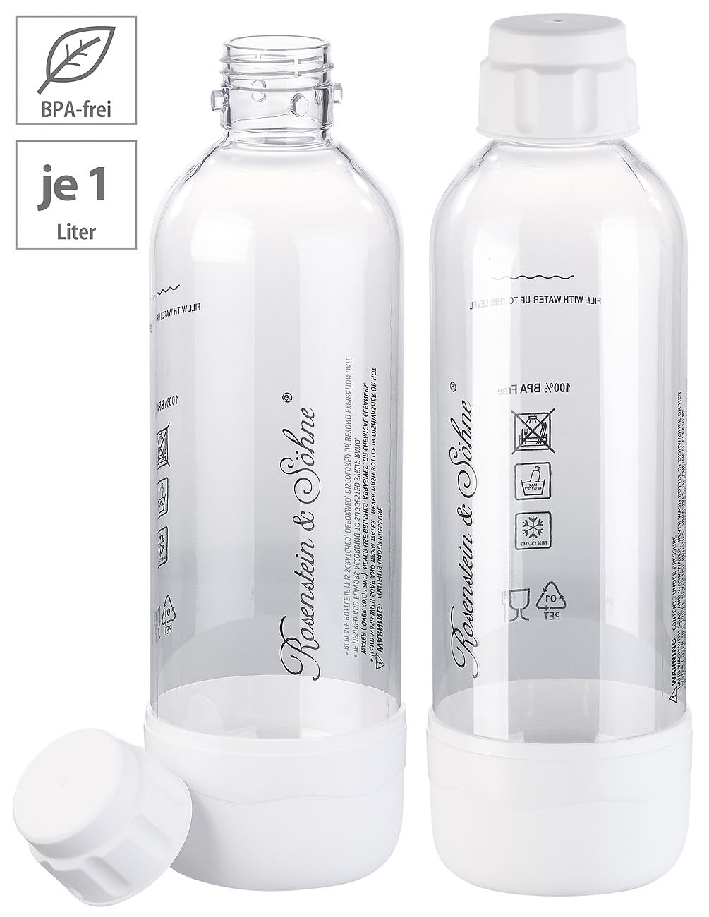 Rosenstein & Söhne gasatore d'acqua: bottiglia in PET per Dispenser di bevande, 1 litro (soda spruzzatore con bottiglia d'acqua, soda streamer, stream)
