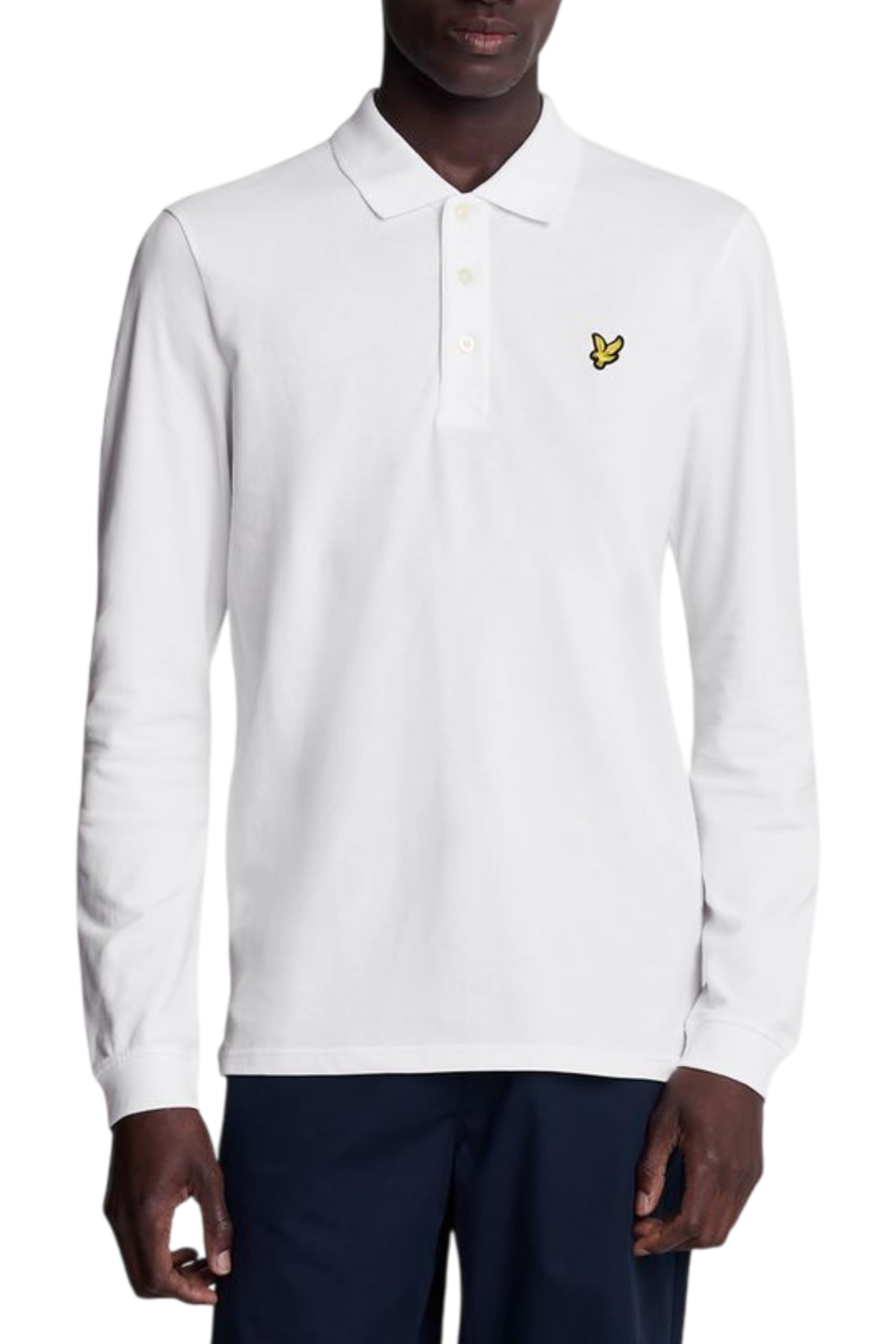 Lyle And Scott Men's White Long Sleeve Cotton Polo Shirt  42 Xl