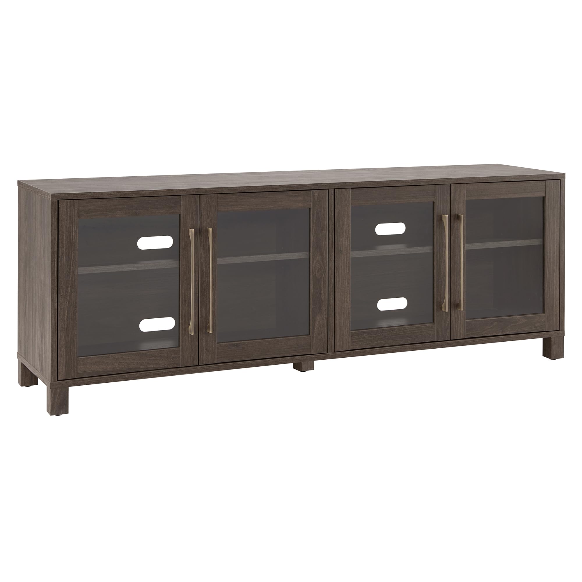 Henn&Hart Rectangular TV Stand for TV's up to 80" in Alder Brown, Electric Fireplace TV Stands for the Living Room