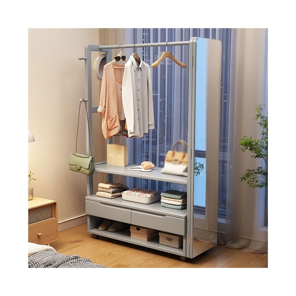 DFHS46JK Hat Rack Clothes Hanger Floor-standing Coat Rack Entrance Door Hanging Area Solid Wood Light Bedroom for Office(Gris,Small)