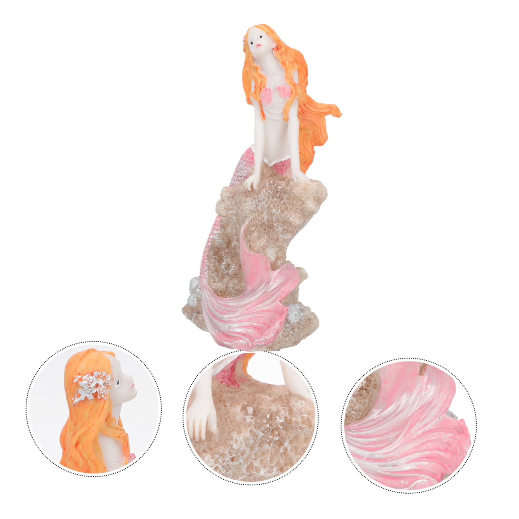 Cabilock 2 Pezzi decorazione sirena ornamento arredamento decorazione dell'acquario accessori per acquari fornitura acquario paesaggio del serbatoio di pesce resina rosa