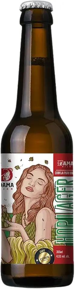 Dama Bier Hop Lager, Cerveja Puro Malte, 355ml, 4.5% vol. alc., Garrafa Individual