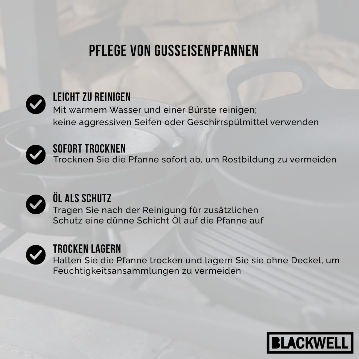 Blackwell Grillplatte 2-seitig | Grillpfanne Ø 30 cm | Gusseisen | Schwarz | Für alle Herdarten, Grill und Backofen geeignet