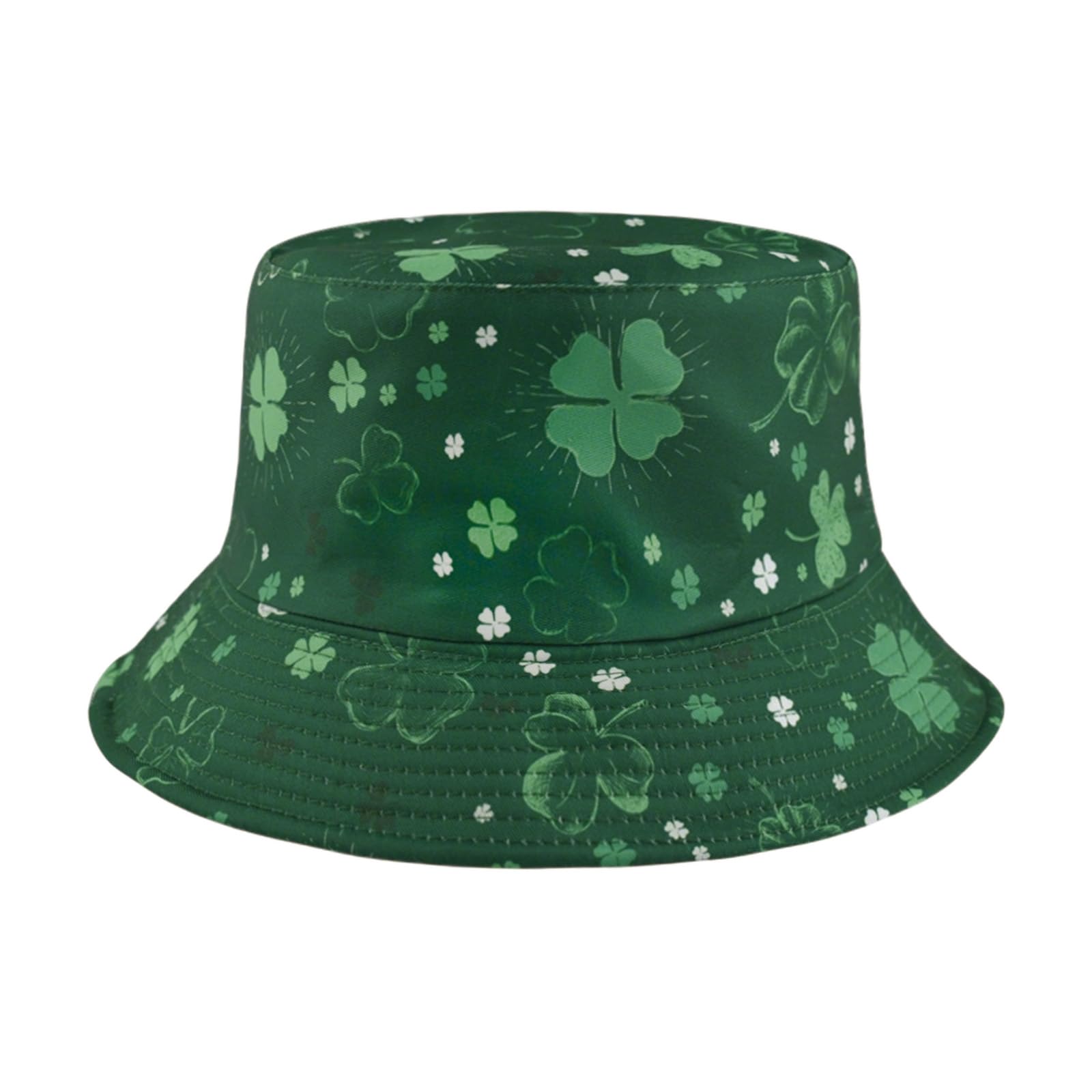 Sfbsfl Unisex Green St. Patrick’s Day Leaf Shamrock Bucket Hat For Women Men Irish Sun Hat Double-Sided Wear Reversible Fisherman Outfits Travel Beach Party