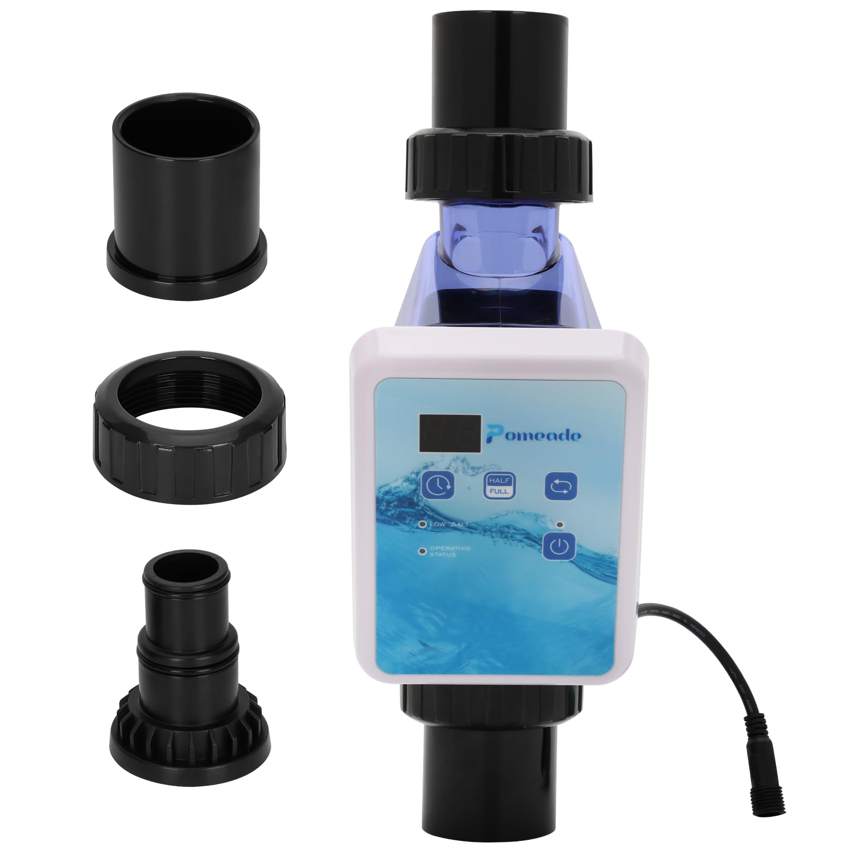Sistema de cloro de agua salada para piscinas sobre el suelo de hasta 9,000 galones, clorador de sal de celda de titanio de EE. UU., con panel de control LED, 2 años de garantía