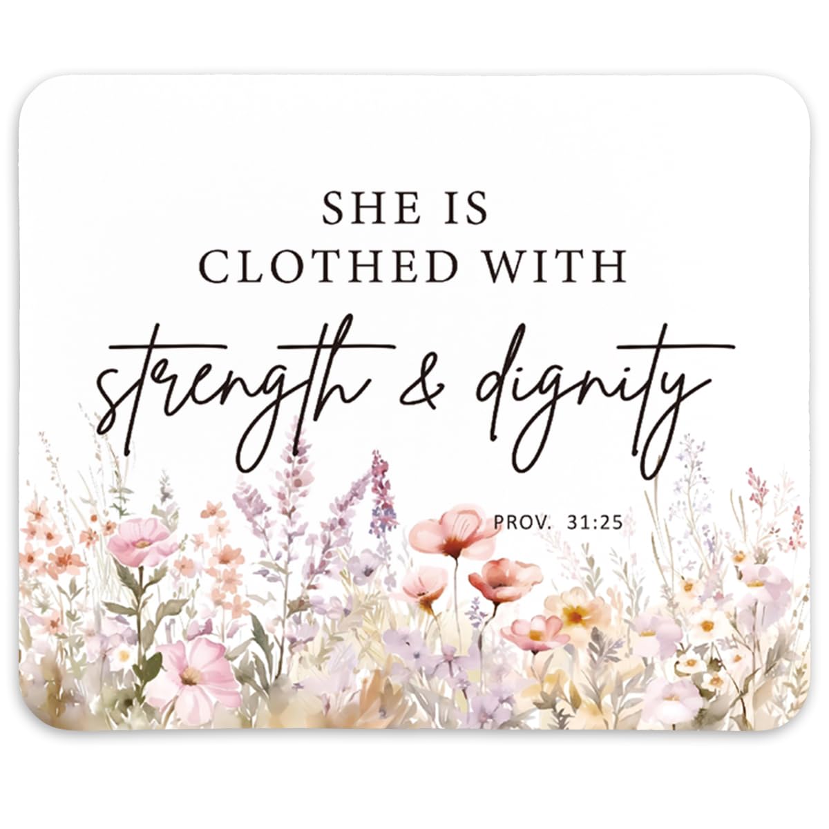 QIYUHOY Inspirational Christian Floral Mouse Pad,Gifts for Christians,Non-Slip Rubber Base Mousepads for Home Office Dorm Desk Decor,She is Clothed in