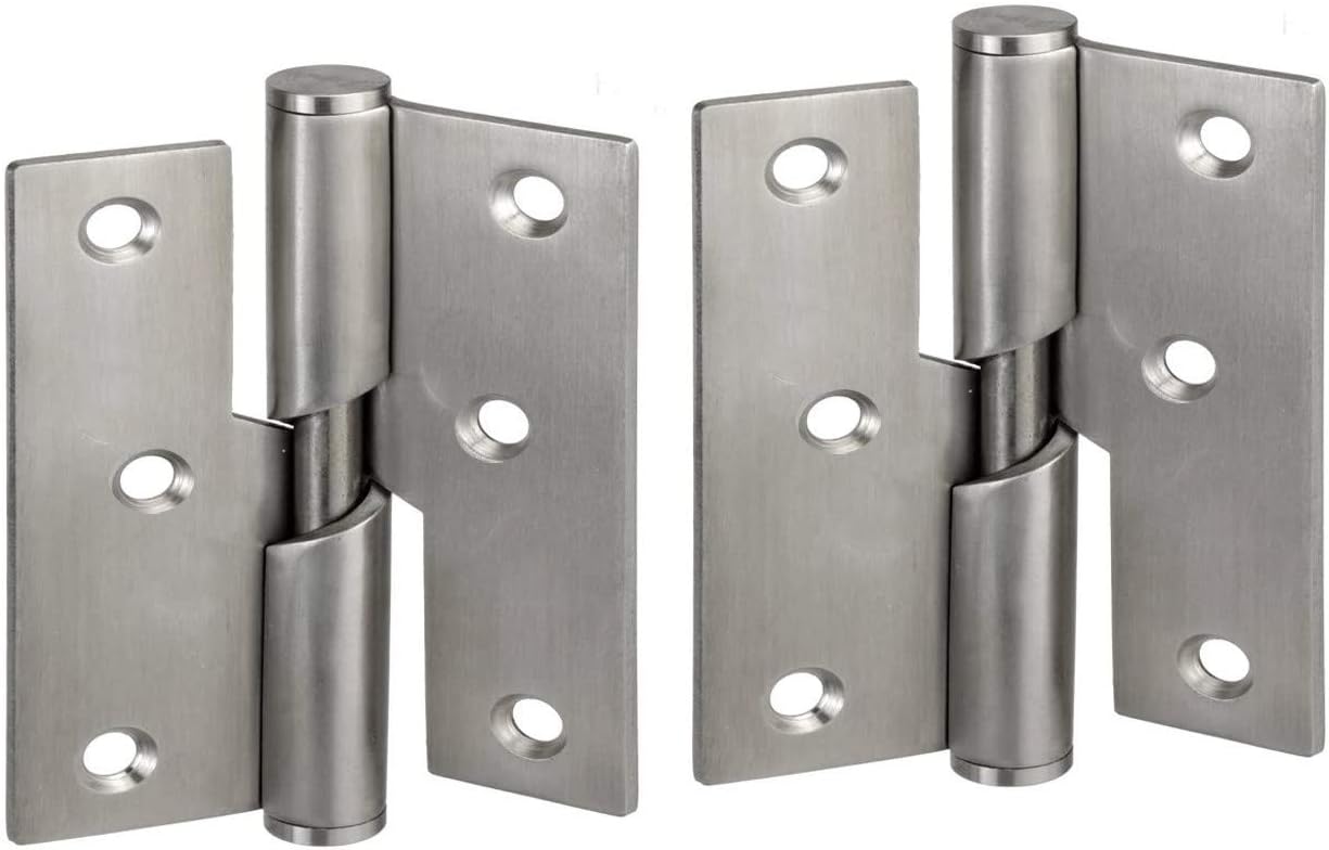 Pair of 76mm Rising Butt Handed Lift Off Door Hinges Stainless Steel (Right)
