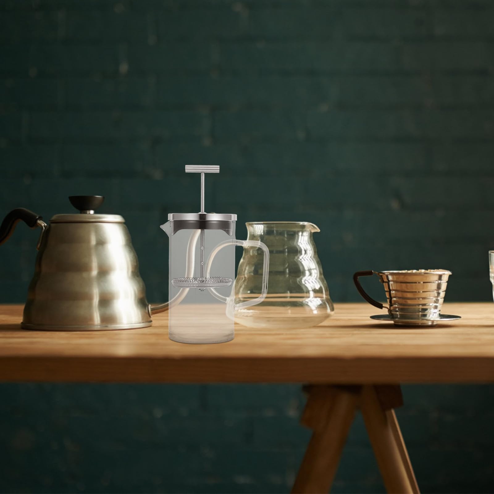 NUOBESTY Cafetière à Piston avec Fond Épais en Acier Inoxydable Domestique 600ml Fonction Filtration pour Maison et Présents