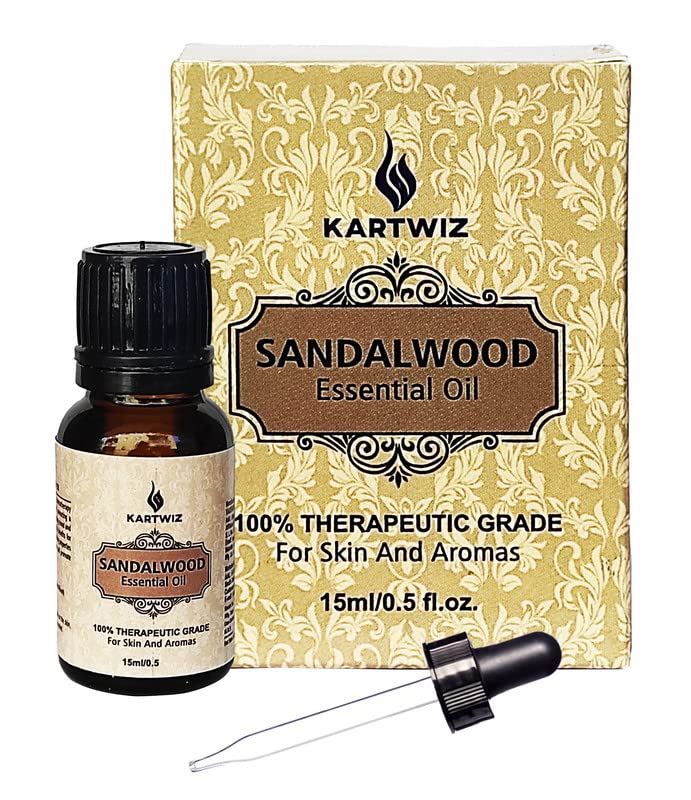 KARTWIZ Sandalwood Essential Oil for Glowing Skin & Natural Glow - 100% Therapeutic Grade (Suits All Types Of Hair And Skin)| 15ML | Pack of 3