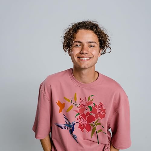 Miniatura 5 de FINGERINSPIRE Plantilla de colibrí de 11.8 x 11.8 pulgadas, plantillas decorativas reutilizables de pájaros, lirio, flores, plantilla de dibujo de