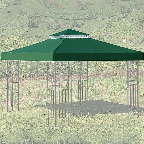 Cubierta de repuesto impermeable verde oscuro de 3 x 3 m, 2 niveles, tela de poliéster duradera con parte superior ventilada para patio al aire libre, resistente a los rayos UV y a la intemperie