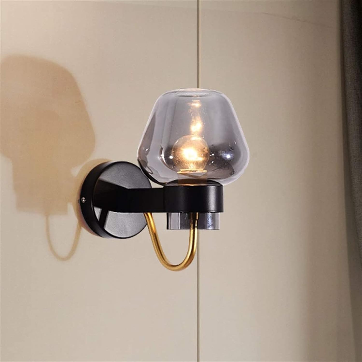 HPTHLY European Wall Light Hallway Wall Sconce - Brass Iron Meta Glass Shade Wall Lamp Fixtures Indoor Decoration Wall Lights