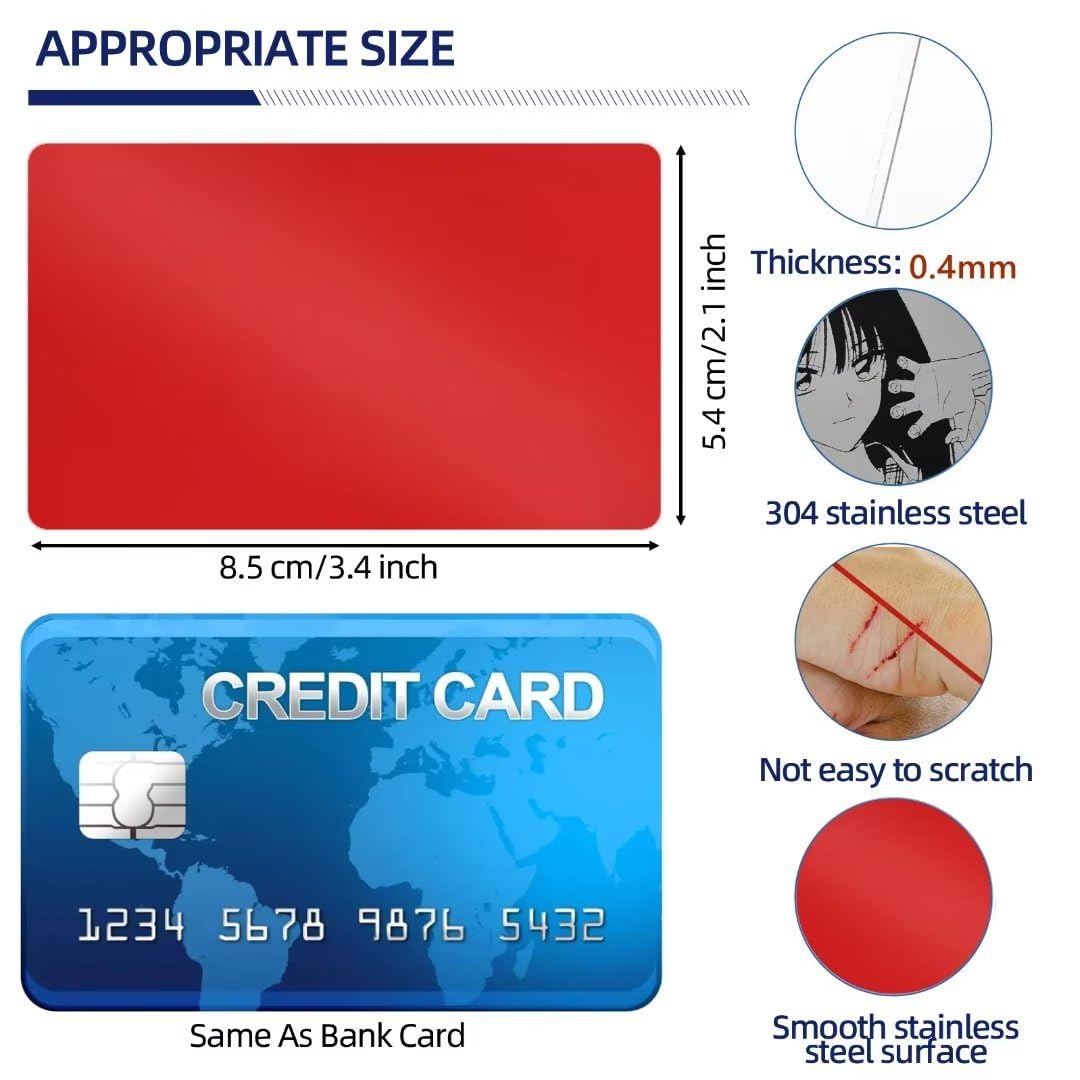 FONLAND 50pcs/Set 0.4mm Thickness Aluminum Metal Business Cards DIY Engraving Card Home Office Supplies Aluminum Blank Laser Blanks for Engraving(Red) - Image 3