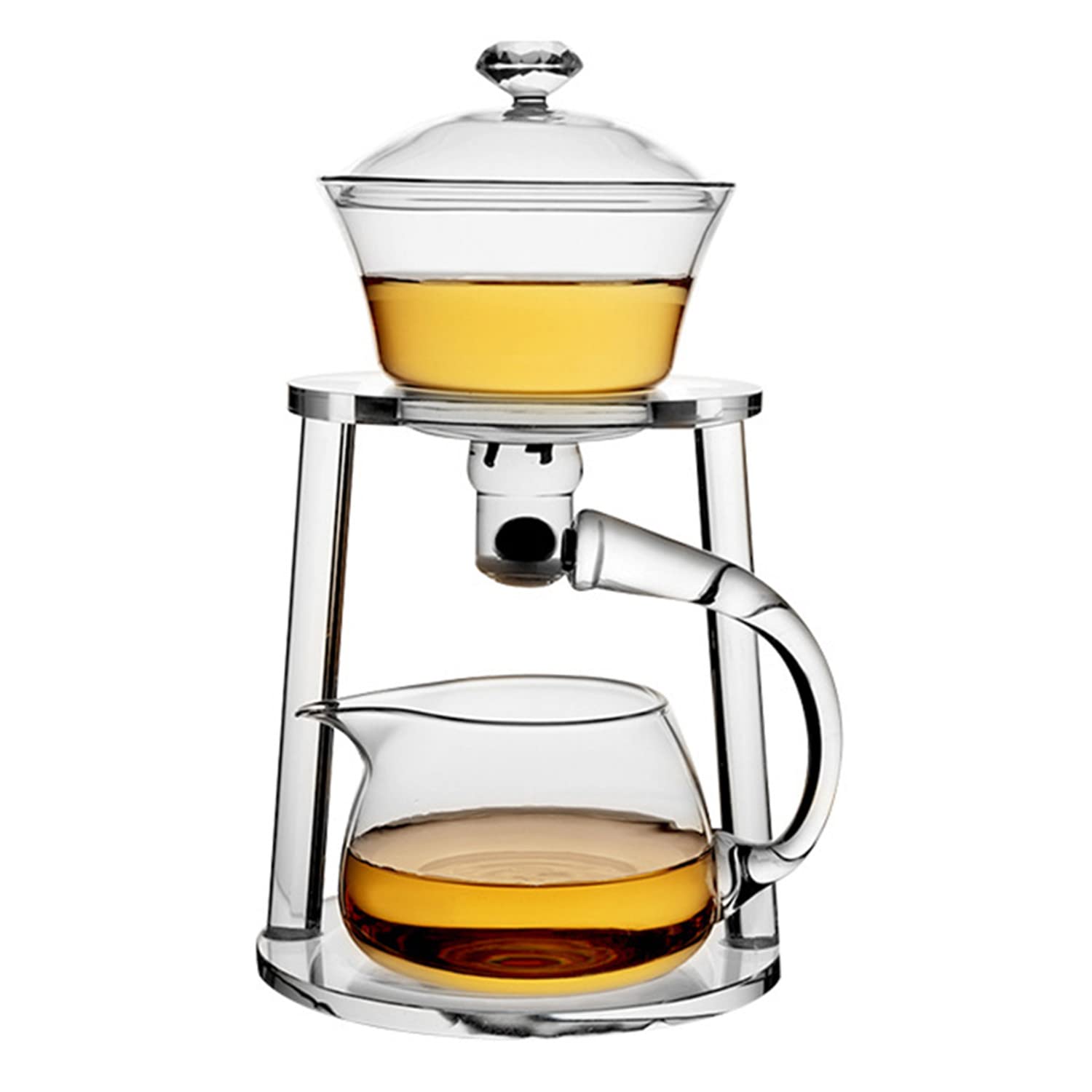 Halbautomatisches Teeservice aus Glas, Teeservice, Wasserumleitung, drehbare Abdeckung, Schüssel, Lazy Tea Maker, Teekanne, Kungfu-Teetasse
