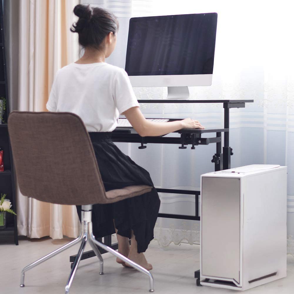 sogesfurniture Mobile Portatile Tavolo Laptop,Tavolino Porta PC con rotelle,tavolo per Notebook & Laptop,Vassoio per notebook regolabile,nero,BHEU-101-2BK